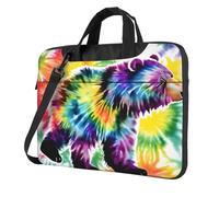 ADAhgu Bear Dancing Tie Dye Print Borsa per laptop elegante e protettiva leggera e versatile per viaggi di lavoro, Nero , 15.6 inch