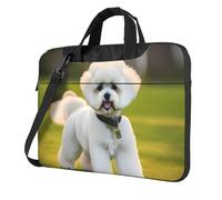 ADAhgu Bichon Frise Dog On The Grass Print Elegante e Protettiva Borsa Per Laptop Leggero E Versatile Per Lavoro Viaggi, Nero , 15.6 inch