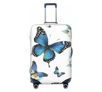 ADAhgu Blue Butterfly On Flower Print - Copertura per valigia alla moda personalizzata per viaggi e affari, Nero , S