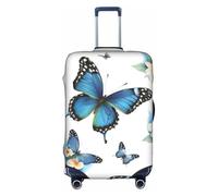 ADAhgu Blue Butterfly On Flower Print - Copertura protettiva per valigia, lavabile, da viaggio, con cerniera nascosta, bianco, S