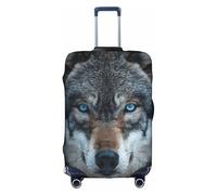 ADAhgu Blue Eyes Wolf Print - Copertura protettiva per valigia, lavabile, da viaggio, con cerniera nascosta, bianco, XL