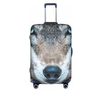 ADAhgu Blue Eyes Wolf Print - Copertura protettiva per valigia, lavabile, da viaggio, con cerniera nascosta, bianco, M