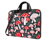 ADAhgu Borsa per computer portatile leggera e versatile con stampa a fungo rosso e bianco, Nero , 15.6 inch