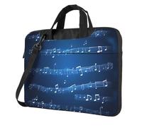 ADAhgu Borsa per computer portatile, leggera e versatile, con stampa di note musicali blu, elegante e protettiva, per viaggi di lavoro, Nero , 13 inch