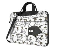 ADAhgu Borsa per computer portatile leggera e versatile con stampa di pecore bianche e nere in stile cartone animato, Nero , 15.6 inch