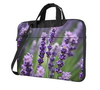 ADAhgu Borsa per computer portatile leggera e versatile con stampa floreale viola lavanda floreale floreale elegante e protettiva per viaggi di lavoro, Nero , 13 inch