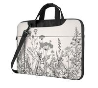 ADAhgu Borsa per computer portatile leggera e versatile per viaggi di lavoro con stampa botanica con erbe floreali, Nero , 15.6 inch