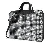 ADAhgu Borsa per computer portatile leggera e versatile per viaggi di lavoro e viaggi, elegante e protettiva, con paillettes color argento, Nero , 14 inch