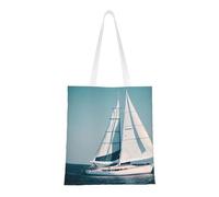 Adahgu Borsa per la spesa riutilizzabile versatile con stampa di navi a vela, borsa per la spesa, leggera, da viaggio, lavoro, palestra, per tutte le stagioni
