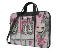 ADAhgu Borsa per laptop elegante e protettiva con stampa di asini e fiori, leggera e versatile per viaggi di lavoro, Nero , 13 inch