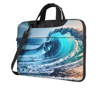 ADAhgu Borsa per laptop leggera e versatile con stampa a onde oceaniche e mare, elegante e protettiva, per viaggi di lavoro, Nero , 15.6 inch