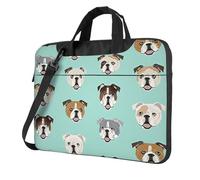 ADAhgu Borsa per laptop leggera e versatile con stampa di volti di bulldog inglese, elegante e protettiva, per viaggi di lavoro, Nero , 15.6 inch