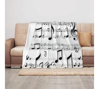 ADAhgu Coperta morbida e calda con note musicali, 127 x 101,6 cm, per campeggio e viaggi