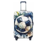 ADAhgu Copertura della valigia alla moda della stampa del pallone da calcio Protezione personalizzata dei bagagli per i viaggi e il lavoro, Nero , XL