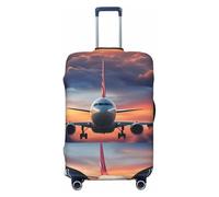 ADAhgu Copertura per valigia alla moda con stampa di cielo tramonto aeroplano, protezione per bagagli personalizzata per viaggi e affari, Nero , S