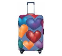 ADAhgu Copertura per valigia alla moda con stampa standard a forma di cuore colorato, protezione per bagagli personalizzata per viaggi e affari, Nero , L