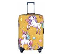 ADAhgu Copertura protettiva per valigia, lavabile, con stampa di unicorno, protezione per bagagli da viaggio, con cerniera nascosta, bianco, L