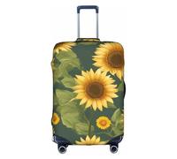 ADAhgu Copertura protettiva per valigie con stampa di girasole in fiore, lavabile, protezione per bagagli da viaggio con cerniera nascosta, bianco, S