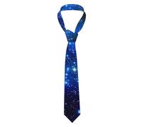 ADAhgu Cravatta elegante da uomo con stampa a stelle blu brillanti, classica cravatta per affari e occasioni speciali