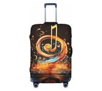 ADAhgu Custodia per valigie alla moda con stampa di simboli musicali, protezione per bagagli personalizzata per viaggi e affari, Nero , L