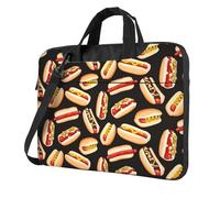 ADAhgu Divertente borsa per computer portatile leggera e versatile con stampa di hot dog e cibo elegante per viaggi di lavoro, Nero , 15.6 inch