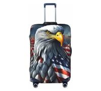 ADAhgu Eagle with USA Flag Print Stretch Suitcase cover universale elastico casa bagagli Protector viaggio di lavoro, Nero , L, Bagaglio a mano