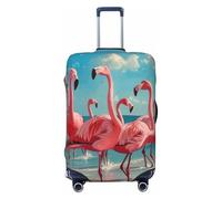 ADAhgu Flock of Pink Flamingos on the Beach Print - Copertura per valigia, alla moda, personalizzata, per viaggi e lavoro, Nero , M