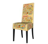 ADAhgu Francia Food Culture Art Print Funzionalità Versatile Stretch Sedia Da Pranzo Coprisedia Impermeabile Sedie