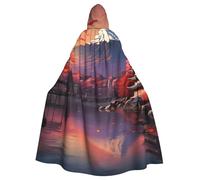 ADAhgu Giappone Monte Fuji Paesaggio Stampa Mantello Con Cappuccio Unisex Costume Per Carnevale Cosplay Accessorio Vampiro Partito Forniture