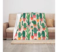 ADAhgu Graziosa coperta con stampa di cactus, 127 x 101,6 cm, morbida, calda, leggera, per campeggio e viaggi