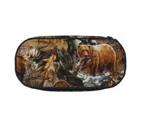 ADAhgu Hunting Deer Bear Moose Stampa Matita Astuccio Scuola Studenti Viaggi Ufficio Uso Cancelleria Trucco Organizer, Nero , Taglia unica, Organizer per borse