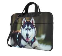 ADAhgu Husky Dog Print Elegante e Protettiva Laptop Bag Leggero e Versatile Per Il Lavoro Viaggi, Nero , 14 inch