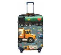 ADAhgu I Love Garbage Trucks - Custodia protettiva per valigia, lavabile, con cerniera nascosta, bianco, M