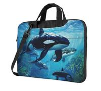 ADAhgu Killer Whales Swim Along - Borsa per computer portatile, elegante e protettiva, leggera e versatile per viaggi di lavoro, Nero , 14 inch
