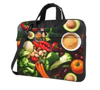 ADAhgu Leggera e versatile della borsa del computer portatile alla moda e protettiva della stampa dell'alimento sano per il viaggio, Nero , 15.6 inch