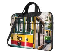 ADAhgu Lisbon Tram Print Elegante e Protettiva Laptop Bag Leggero e Versatile Per Viaggi di Lavoro, Nero , 14 inch