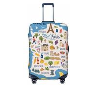 ADAhgu Mappa della Francia con icone Decorat stampa alla moda valigia copertura personalizzata per viaggi e affari, Nero , S