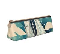 ADAhgu Ocean Barca a vela Stampa Versatile Uso Leggero Astuccio Zip Penna Storage Studenti Scuola