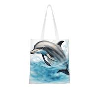 Adahgu Ocean Delphin Looking At You Print Versatile Tote Borsa per la spesa riutilizzabile Leggera Viaggi Lavoro Palestra Uso per tutte le stagioni