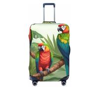 ADAhgu Parrot Birds and Tropical Tree Print Fashion Suitcase Cover personalizzata per viaggi e affari, Nero , XL