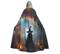 Adahgu Rainbow Halloween Ghost Witch Hat Spiders stampa mantello con cappuccio per adulti Carnevale Masquerade Festival Cosplay Costumi accessorio