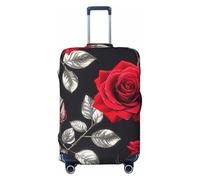 ADAhgu Red Rose Garden Print - Copertura per valigia alla moda personalizzata per viaggi e affari, Nero , M