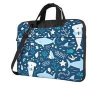 ADAhgu Simpatica borsa per computer portatile leggera e versatile con stampa di pesci blu, elegante e protettiva, per viaggi di lavoro, Nero , 13 inch
