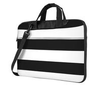 ADAhgu Stampa bianca nera delle strisce leggera e versatile della borsa del computer portatile alla moda e protettiva per il viaggio di lavoro, Nero , 13 inch