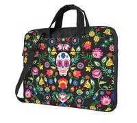 ADAhgu Sugar Horror Skull and Flowers Print Elegante e protettiva borsa per computer portatile leggera e versatile per viaggi di lavoro, Nero , 14 inch