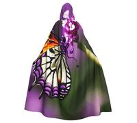 ADAhgu Viola Prugna Farfalla Stampa Mantello Con Cappuccio Unisex Costume Per Carnevale Cosplay Accessorio Vampiro Partito Forniture