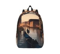 ADAhgu Zaino pratico da trekking, con stampa di Venezia, con tasche multiple, Nero , S