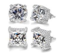 ADAIER 2 paia di orecchini a perno con zirconia cubica, per donne e uomini, in argento Sterling placcato oro 24 carati, con diamanti artificiali di zirconia cubica, regalo delicato per le orecchie (ED