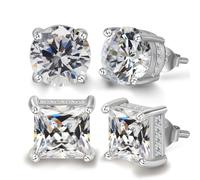 ADAIER 2 paia di orecchini a perno con zirconia cubica, per donne e uomini, in argento Sterling placcato oro 24 carati, con diamanti artificiali di zirconia cubica, regalo delicato per le orecchie (ED