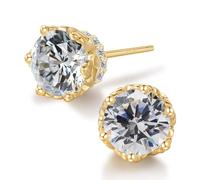ADAIER Orecchini a perno ipoallergenici con zirconia cubica, per donne e uomini, in argento Sterling placcato oro 24 carati, con diamante sintetico di zirconia cubica, regalo delicato per le orecchie